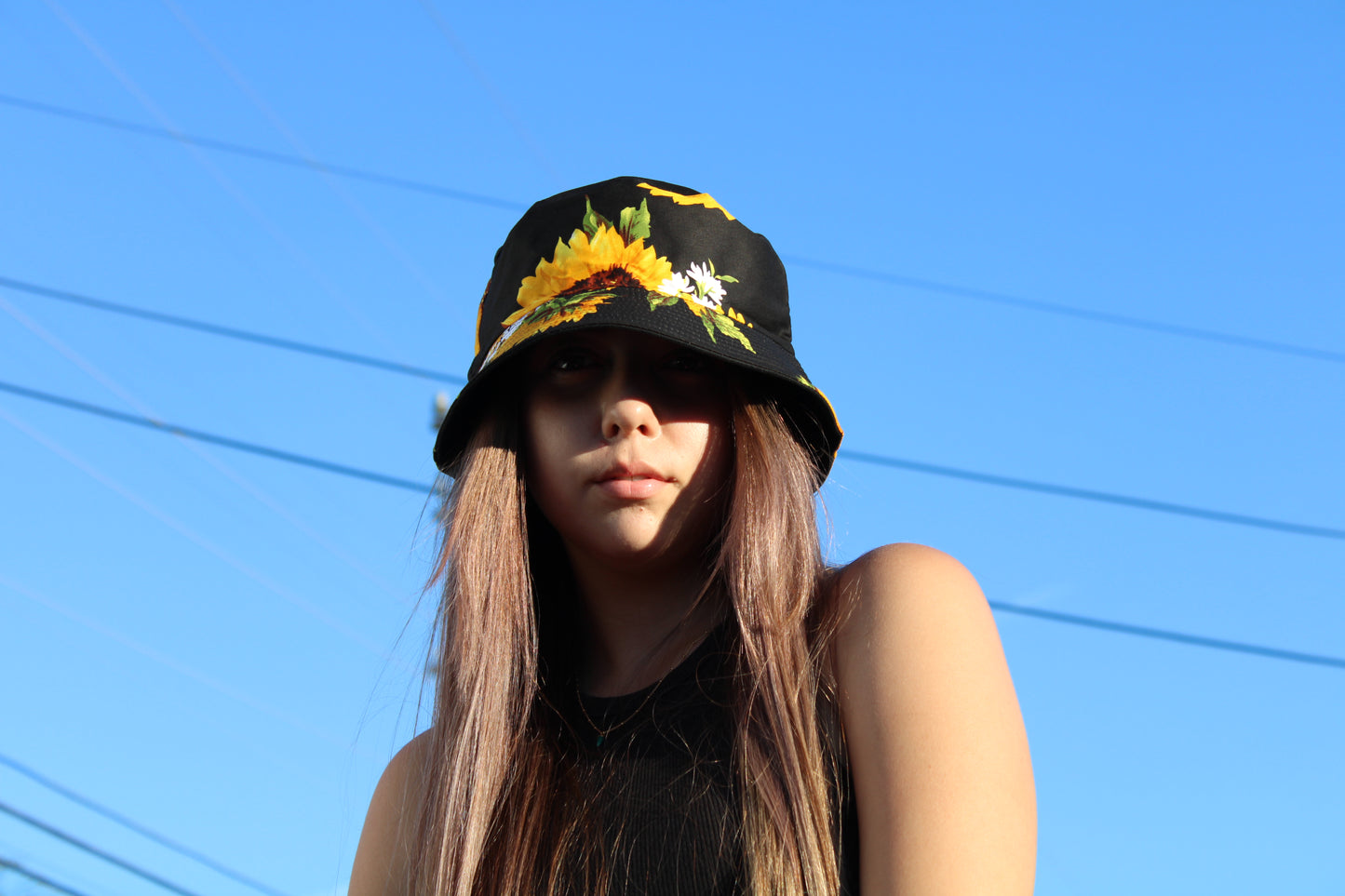 BUCKET HAT WITH SUNFLOWER PRINT