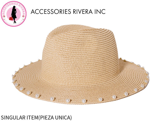 WOMEN'S SUN HAT WITH PEARLS