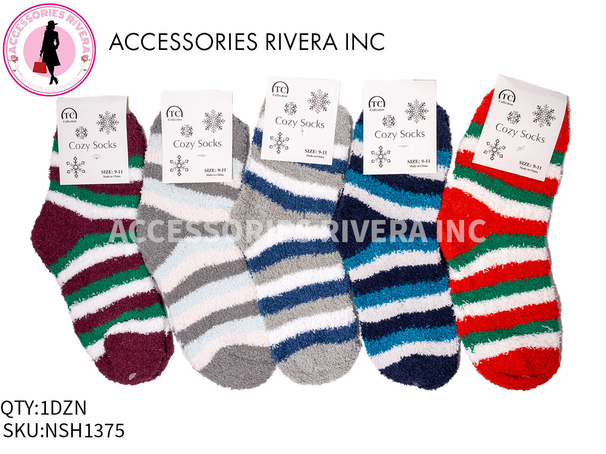 DOZEN COZY STRIPE SOCKS