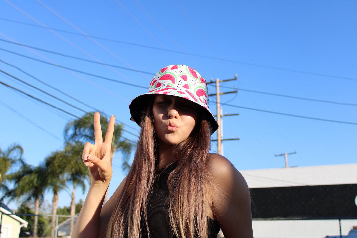 BUCKET HAT WITH WATERMELON PRINT